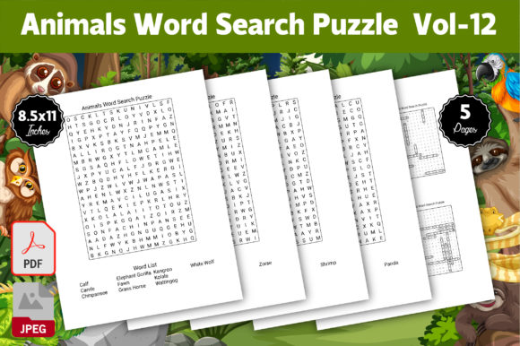 Discover the Fun and Educational Value of Animals Word Search Puzzles Vol-12 KDP