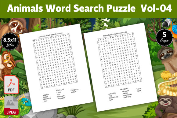Engaging Animals Word Search Puzzles Vol-04 KDP