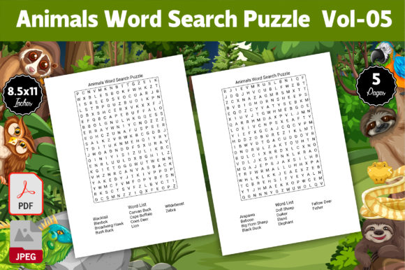 Explore Animals Word Search Puzzles Vol-05