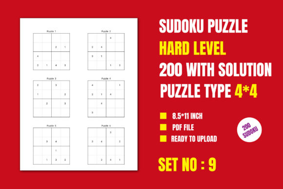 Explore the Challenge of Hard 200 Sudoku Puzzle 4 4, Vol-9